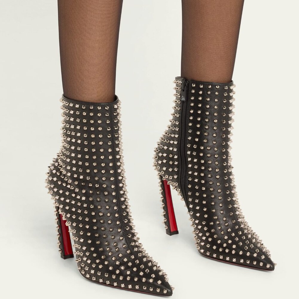 Christian Louboutin CONDORA BOOTY SPIKES 100 Ankle Bootie Boots Heels - Picture 3 of 16
